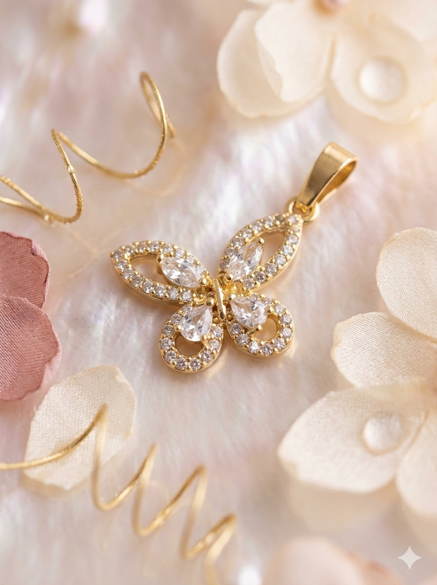 Dije mariposa en baño de oro de 14k
