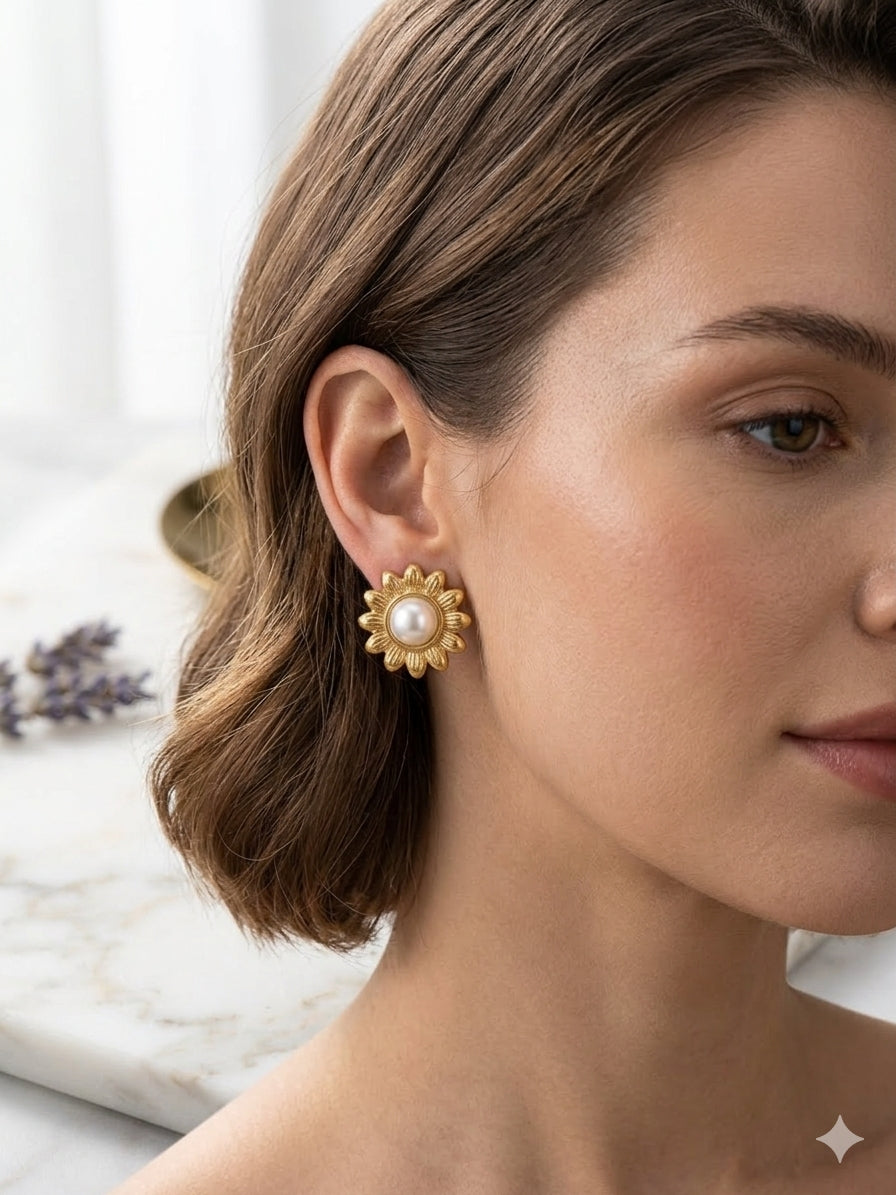 Aretes de acero inoxidable 326L en baño de oro de 18k