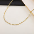Cadena Figaro delgada ondulada  de 60cm en baño de oro de 14k