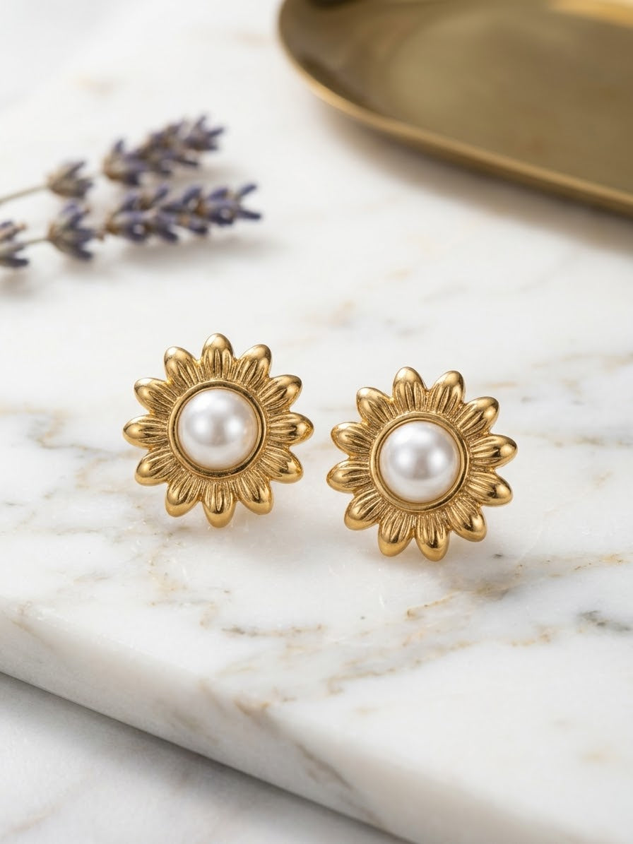 Aretes de acero inoxidable 326L en baño de oro de 18k