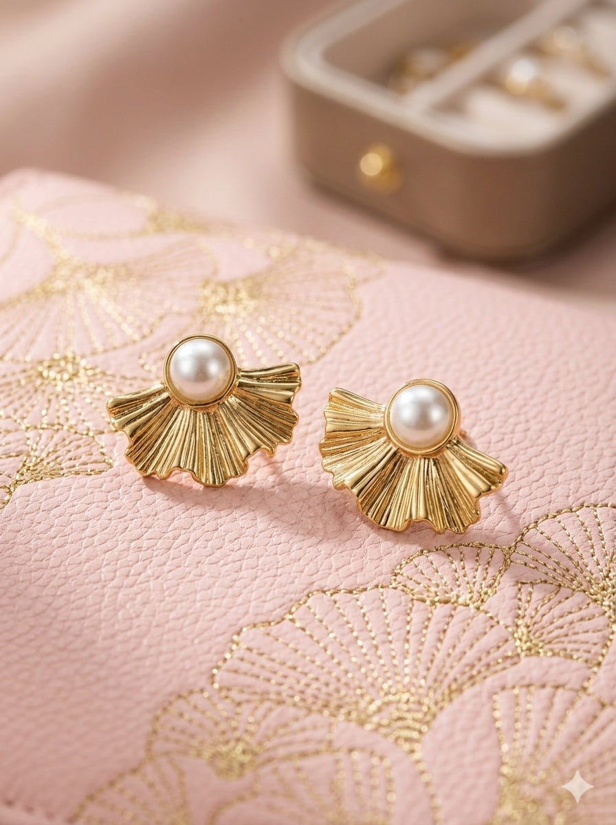 Aretes de acero inoxidable en baño de oro de 18k