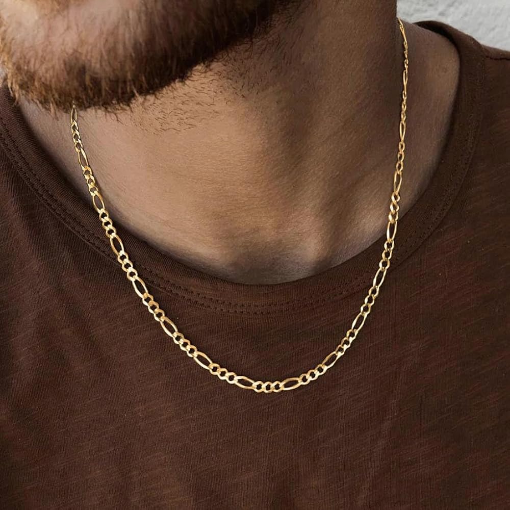 Cadena Figaro de 60 cm en baño de oro de 14k unisex